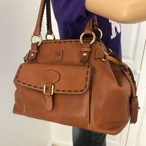 Dooney & Bourke Florentine tan brown leather Satchel Tote bag .